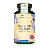 Vegavero Magnesio + Potasio | 180 Cápsulas | SIN ADITIVOS | Citrato de Magnesium | Analizado en Laboratorio | Electrolitos & Sales Minerales | Vegano