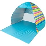 AKTIVE Tienda Playa, Pop up, 140 x 160 x 110 cm, 2 Personas, Protección UV50, Mosquitera Trasera, Columna Agua 300 mm, Poliéster, Bolsa de Transporte, Carpas Plegables (62378)