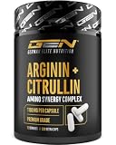 GEN GERMAN ELITE NUTRITION L-Arginina + L-Citrulina - 320 Cápsulas | 1100 mg por Cápsula - Ultra Caps® de Dosis Extra Alta con Arginina Base y Citrulina DL-Malato 2:1 - Complejo de Aminoácidos