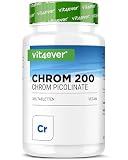 vit4ever Picolinato de Cromo - 365 Comprimidos - 200 µg de Cromo Puro | Para 12 Meses - Alta Biodisponibilidad - Sin aditivos innecesarios - Alta dosis - Vegano