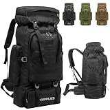 JUPPLIES Mochila Tactica Militar 80L – Oxford 600D Impermeable IPX5 con Sistema MOLLE, Cremalleras Reforzadas y Gran Capacidad para Senderismo, Camping, Crossfit, Gimnasio - Negro