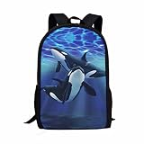 Showudesigns Mochila escolar de niños animales de impresión linda con bolsillo para botella, Orca., Talla única, Juego de equipaje