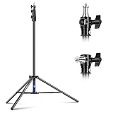 NEEWER Soporte de Luz con Amortiguación de Aire de 2,8m,Trípode Metálico Resistente con Espita Reversible de 1/4' a 3/8',3 Vías Interfaz de Montaje y Perillas de Bloqueo,Carga Máx.de 2,5kg,ST-280AC