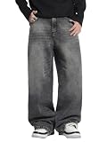 Zewool Vaqueros para hombre Hip Hop Rotos Holgados Jeans Destruidos Desgastados Forma de Pierna Ancha Vaqueros Skater Jeans Y2K Pantalones de Mezclilla, M