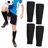 2 Pares de Calcetines de Fútbol, Medias de Equipaciones, Medias Elásticas Calcetines, Negro Espinilleras Fútbol para Adultos, Principiantes, Entrenamiento de Correr