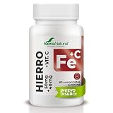 Soria Natural Hierro Liberación Sostenida - Ayuda a Mantener los Niveles de Hierro Necesarios – Contribuye a la Formación de Glóbulos Rojos y Hemoglobina – Con Vitamina C - 60 comprimidos de 1.000 mg