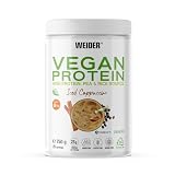 Weider Vegan Protein (750g) Sabor Cappuccino, 23g/dosis de Proteína 100% Vegetal de Guisante (Aislado Pisane) y Arroz, Con Vitamina B12 y Stevia, Sin Gluten, Sin Azúcar