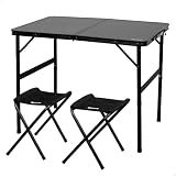 AKTIVE Mesa Camping Plegable, 2 taburetes, Altura Ajustable (63190)