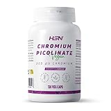 HSN Picolinato de Cromo 200 mcg | 120 Cápsulas Vegetales | 200 µg de Cromo - Mineral Elemental - por cada cápsula – ALTA Dosificación | No-GMO, Vegano, Sin Gluten ni Lactosa