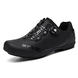 Hixingo Zapatillas Ciclismo para Zapatillas MTB Hombres Carretera Mujeres Zapatos de Montar en Carretera y Montaña, Goma Suela Zapatos de Bicicleta sin Bloqueo（Negro，44 EU）