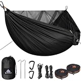 NATUREFUN Hamaca de Camping con mosquitera | 300 kg de Capacidad de Carga, (290 x 140 cm) Nylon paracaídas Transpirable y de Secado rápido | Accesorios completos | Hamaca de Viaje fácil de Montar