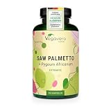 Vegavero Saw Palmetto + Pygeum Africanum | 700 mg de Extracto | Para 3 Meses (90 Cápsulas) | Extractos Estandarizados 45% Ácidos Grasos & 10% Esteroles | Testado en Laboratorio | Sin Aditivos y Vegano