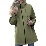 Chubasquero Mujer Impermeable Largo Viaje Talla Grande Moda Chaqueta Cortavientos Running Montaña Ciclismo Moto Ligero Abrigo de Lluvia con Cremallera Gabardina para al Aire Libre Acampada Trekking