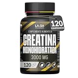 Creatina Monohidratada 120 Comprimidos con 3000mg de Creatin Pura. Creatine para Aumentar la Masa Muscular, Fuerza y Resistencia Física. Mejora el rendimiento físico. 100% vegana y Sin OGM