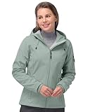 33,000ft Chaqueta Softshell para mujer, impermeable, transpirable, cálida, de invierno, chaqueta de transición de forro polar, chaqueta funcional resistente al viento con capucha, verde claro, M