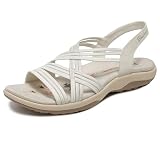 Skechers Women's Reggae Slim-Simply Stretch Sport Sandal, White, 40 EU