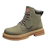 Botas elegantes de piel para hombre, botas de trabajo, botas de cuero, botas de invierno, botas de nieve para hombre, impermeables, botas de invierno, botas de invierno al aire libre, verde, 41 EU
