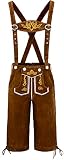 COSAVOROCK Lederhosen para Hombre Disfraz de Oktoberfest Bávaro Marrón XL