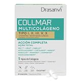 Drasanvi Colageno Complex + Acido Hialuronico, Vitamina C, Biotina | Colágeno Marino Hidrolizado 5 tipos |Acción Completa Piel-Uñas-Cabello-Articulaciones-Huesos | Multi Colageno 60 Comprimidos