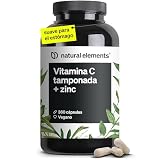 Vitamina C - 360 cápsulas - Dosis alta de 1000 mg + 15 mg de zinc (2 cápsulas/día) - Producto vegetal fermentado y tamponado (pH neutro, sin ácido, suave para el estómago) Probado en laboratorio