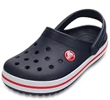 Crocs Crocband Zueco, Azul Marino/Rojo, Niños, EU 33-34 | Zueco Croslite ligero; orificios de ventilación; correa de talón giratoria; fácil de limpiar; comodidad Crocs icónica