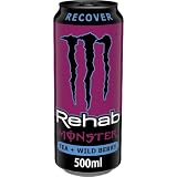 Monster Rehab Tea + Wild Berry, Bebida Energética Hipotónica, 500 ml | Bebida energética sin gas con sabor a frutos rojos, electrolitos y vitaminas B