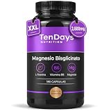 Magnesio Bisglicinato con L-TEANINA y Vitamina B6 | 300mg Elemental | Sueño Profundo y Relajación | Menos Cansancio y Estrés | Alta Absorción | 180 Cápsulas Veganas | TenDays