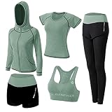 ZETIY Conjuntos de Chándal Mujer 5 Piezas Traje de Yoga Completo Conjuntos Deportivos para Fitness Running Jogging, Ejercicio en el Gimnasio
