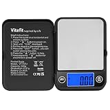Vitafit 500g Báscula de Precisión 0.01g, Báscula de Bolsillo LCD Azul,Negro