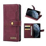 ETGOKJM Accesorio para teléfono Compatible con Huawei P50 Pro Case, PU Targada de la Tarjeta Hebilla magnética Cuero CluCth Retro Folio Flip Billetera Slim protección Cubierta Carcasa(Rosso)