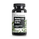 Biotina + Zinc + Selenio - 365 pastillas veganas (Suministro para 1+ año) - Vitaminas para el cabello - Mantenimiento para crecimiento del pelo, fortalece la piel y las uñas - Sin aditivos