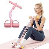 Aribliseza Dispositivo de Resistencia con Pedales, 1 Pieza Rosa con Bandas de Resistencia de 6 Tubos, Equipo de Fitness Multifuncional para Ejercicios de Cuerpo Completo, Tubos TPE para Todos los