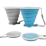 ddLUCK Vaso Plegable Silicona, Vasos Plegables de Viaje con Tapa de Sellado