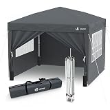 VOUNOT® Carpa Plegable Gazebo 3x3m con 4 Paredes y 4 Bolsas de Arena, Cenador Pabellón de Jardín para Camping, Fiestas, Exterior, Color Gris