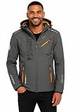 Geographical Norway Chaqueta Softshell Hombre Royaudb Dsitribrands Production Impermeable Cortaviento con Capucha para Exterior Rutas Senderismo Esquí Invierno Otoño Primavera (Gris Naranja XL)