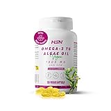 HSN Omega 3 Vegano (400mg DHA) | 120 Perlas Vegetales | 1000mg Aceite de Algas (Schizochytrium sp.) en forma de Triglicéridos Naturales [TG] de Alta Biodisponibilidad | No-GMO, Sin Gluten