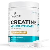 Life Pro Creatina Monohydrate 100% CreaTrust® - 500g Sin Sabor - Pureza 99% - Creatina Certificada Sin Gluten - Doble Verificación Laboratorio - Mejora el Rendimiento en Ejercicios de Intensidad