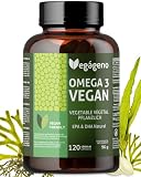 OMEGA 3 Vegano – Aceite de Algas 2000 mg con 600 mg DHA y 300 mg EPA – 120 Cápsulas Vegetales de Almidón de Tapioca (Sin Gelatina Animal) – Sin Gluten – Non GMO – Forma Triglicérido – Vegageno