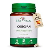 DIETI NATURA 200 Cápsulas Chitosan (Quitosano) - Chitosan Quemador de Grasas Natural - Modera la Ingesta Calórica - Fabricado en un Laboratorio Francés - Garantía sin OGM