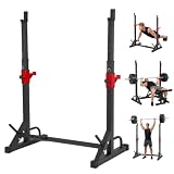 Soporte Barra Pesas,Soporte Multifunción Ajustable Sentadillas y Flexiones, Nuevo Modelo con Estructura Reforzada 50×50 mm, para Gimnasio en Casa