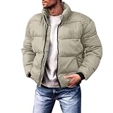 Genérico Cazadora Hombre Invierno Color Liso, Chaqueta Plumas Hombre Sin Capucha Cuello Mao De Cremallera, Plumíferos Suave - Cazadoras Deportiva Trekking - Gris XXL