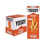 YOSOY Bebida de Avena - Bebida vegetal sin azúcar añadido y sin gluten, pack de 6 x 1L
