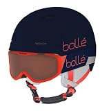 Bollé - Combo B-Fun Jr Rocket, Azul y Rojo Mate, Vermillon Cat 2, Pequeño-Mediano, Cascos de Nieve, Unisex, Niños