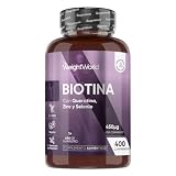 Biotina con Queratina, Zinc y Selenio - 400 Comprimidos Veganos | Para +1 Año de Suministro - Complejo de Vitamina B7 para Mujer y Hombre, Sin OGM