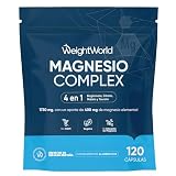 Magnesio Complex 1730mg, 120 Cápsulas Veganas, 400mg de Magnesio Elemental