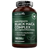Nutravita Maca Negra Andina de Alta Resistencia 5000mg | 180 Cápsulas Veganas- con L-arginina y Ginseng, Antioxidante para mejorar Espermatozoide, Memoria y Fatiga