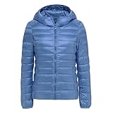 Plumífero Ultraligero Mujer Chaqueta Plumas Ligeros Invierno Talla Grande Puffer Down Jacket Cazadora Abrigo Plumíferos Azul