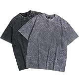 SAN Platina Camisetas Hombre Mujer 2 Pack，Camisetas Deportivas Manga Corta，Camiseta Oversize básica Verano，Negras y Grises（L）
