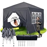 RidgeRover 3x3 Plegable Gazebo, Carpas para Exteriores con 4 Paredes Laterales, Carpas Camping, Impermeable & Altura Ajustable – Ideal como Tienda de Fiesta, Camping