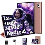 DMOAO Tablet 10 Pulgadas Android con 5G Wi-Fi 6, HD Tablet con 18GB RAM + 128GB ROM (TF 1TB), Widevine L1, 8 Cores 2.0 GHz, Bluetooth 5.0, 1280 * 800 IPS, USB-C, 6000 mAh, Oro